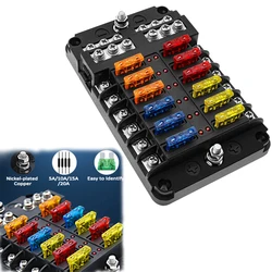 6/12 Way 12-24V Car Boat Fuse Blade Fuse Box Holder With Plastic Cover For Power Panel Board Camper Fuse