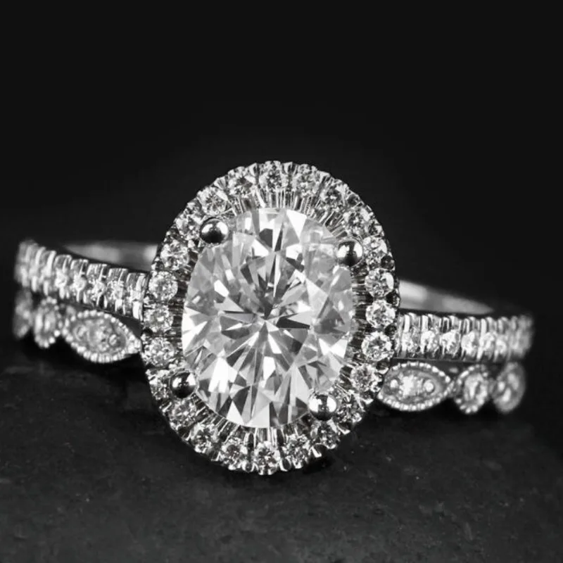 Wholesale Hot Women Ring Set, European Popular Oval Rhinestone Stackable Rings New Arrival Fashion Hand Jewelry For Ladies