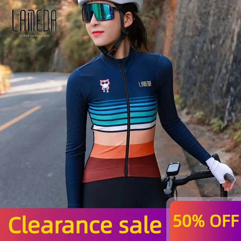 Lameda Women Fleece Long Sleeve Autumn Winter Cycling Jersey Windproof Cycling Clothing Women 's Cycling Clothing