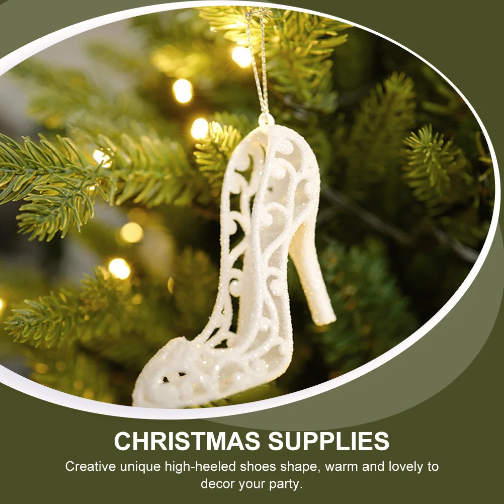 

6 Pcs Christmas Decorations High Heel Ornaments for Tree Shoe White Hanging Shoes