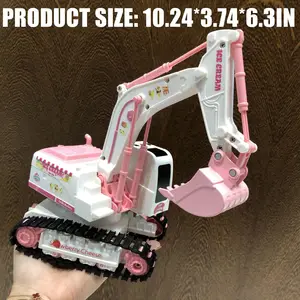 RC حفارة 1/24 الوردي التحكم عن بعد حفارة بناء شاحنة سبائك مجرفة 2.4G 360 درجة تدور عيد ميلاد هدية عيد الميلاد للفتاة أعلى 10 مبيعات معدنية للتحكم عن بعد جرافة - No8