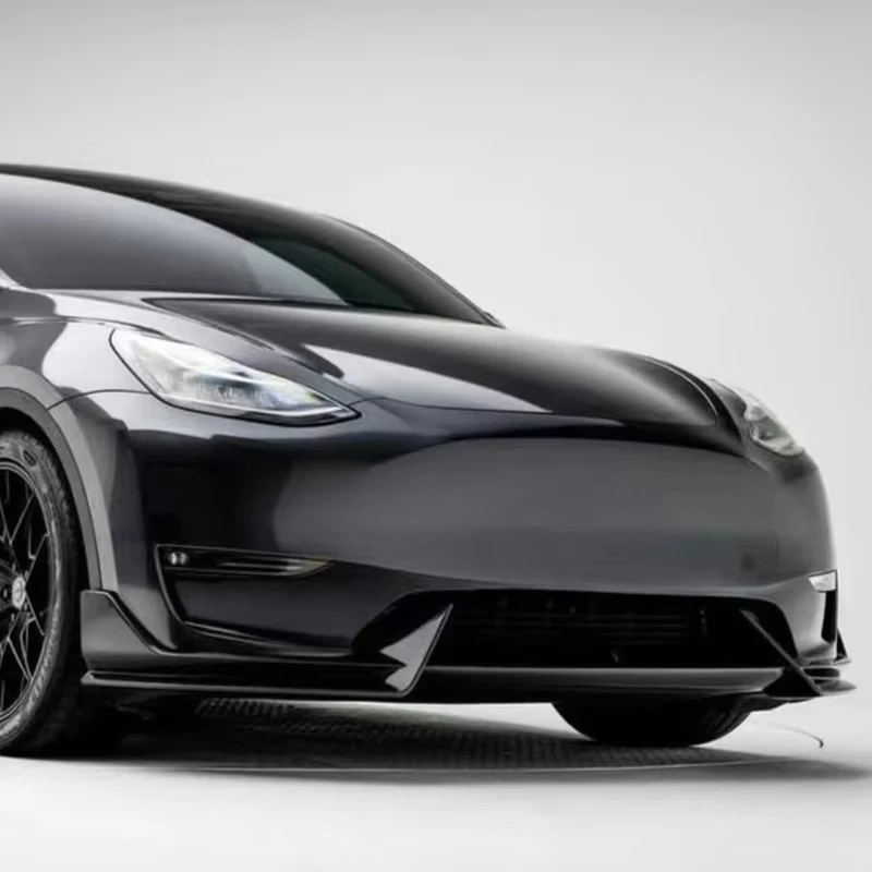 Bumper Reinforcement Lip Spoiler Splitter for Tesla Model Y 2019-2025 Front Air Knife Carbon Fiber ABS Look Lower Chin Diffuser