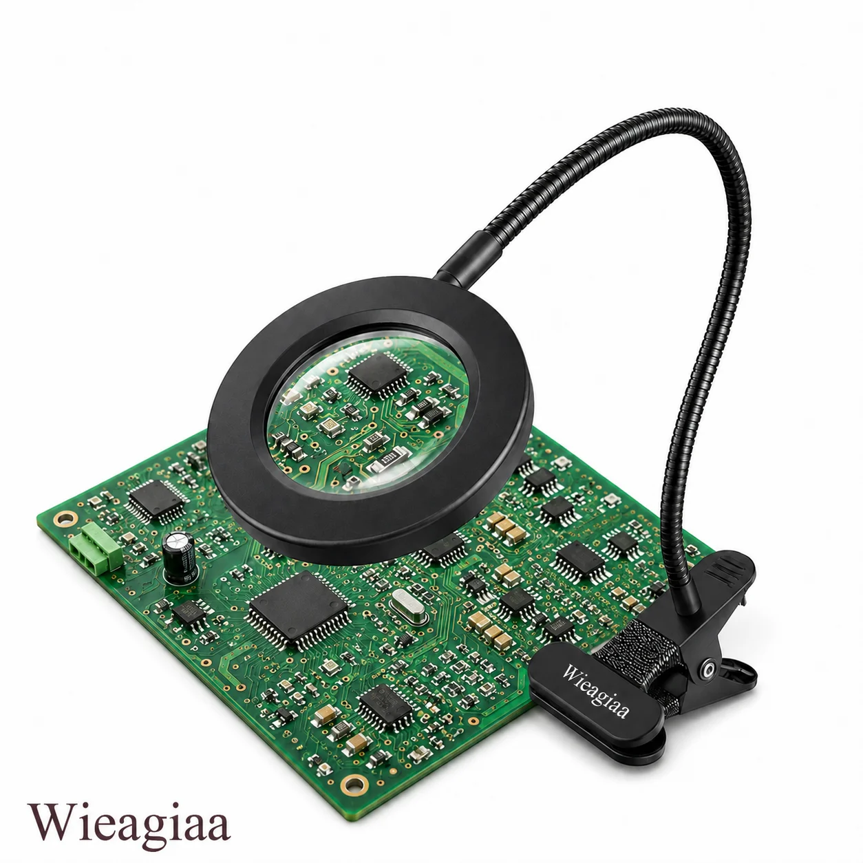 Clamp Type Magnifying Glass With Light 3 Adjustable Brightness Modes Flexible Gooseneck Hands Free Design For Fine Handwork Repair Creation