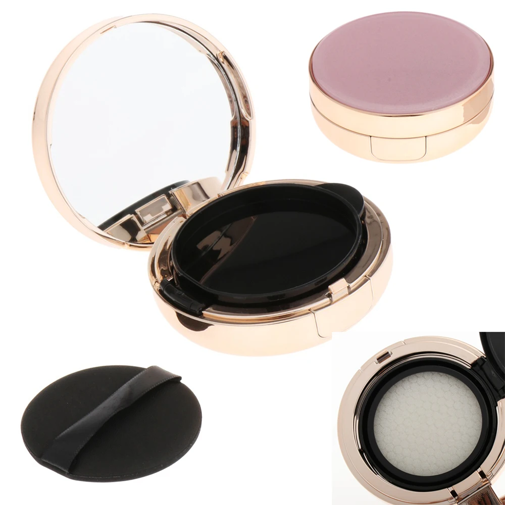 

DIY Foundation Box With Powder Puff Pink Cosmetic Container Makeup Case With Mirror Air Cushion Puff Box BB Cream Container