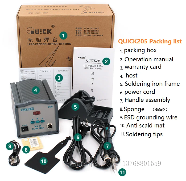 Quick 205 High Frequency Multi Mode Heating Rapidly Lead Free Soldering Iron Rework Station