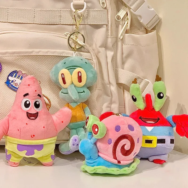 Anime Cartoon Spongebob Gary The Snail Plush Toys Kawaii Backpack Pendant Patrick Star Keychain Creative Gift for Boys and Girls