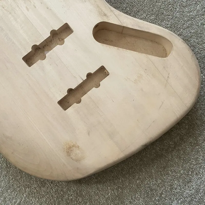 IB378 Solid Basswood Jazz Bass Body Unfinished in Solid Basswood No Paints Active Pickups Design for Electric Bass Replace DIY