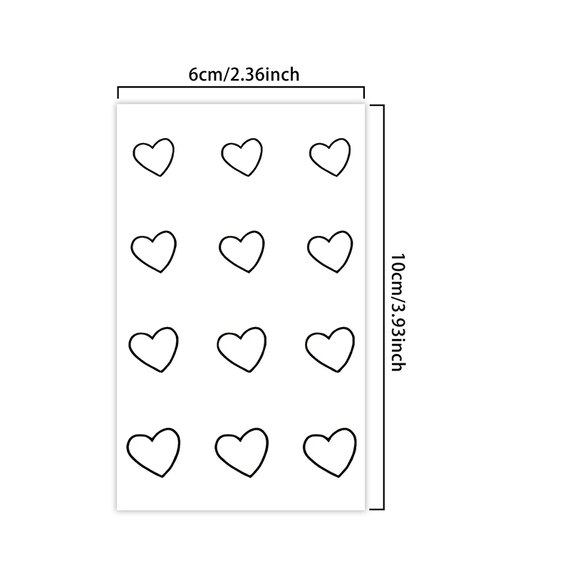 1Pc Small Heart Waterproof Temporary Tattoo Stickers, Long-lasting Waterproof for One to Two Weeks, For Neck, Plam, Finger.