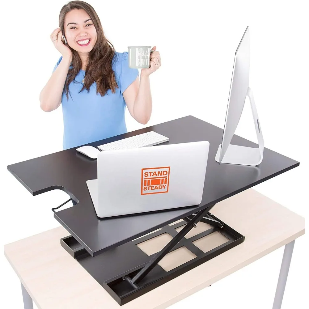 X-Elite Pro XL, Ergonomic Adjustable Height Standing Desk Converter, Extra Large Sit to Stand Laptop Desk Riser, Easily Fits 2