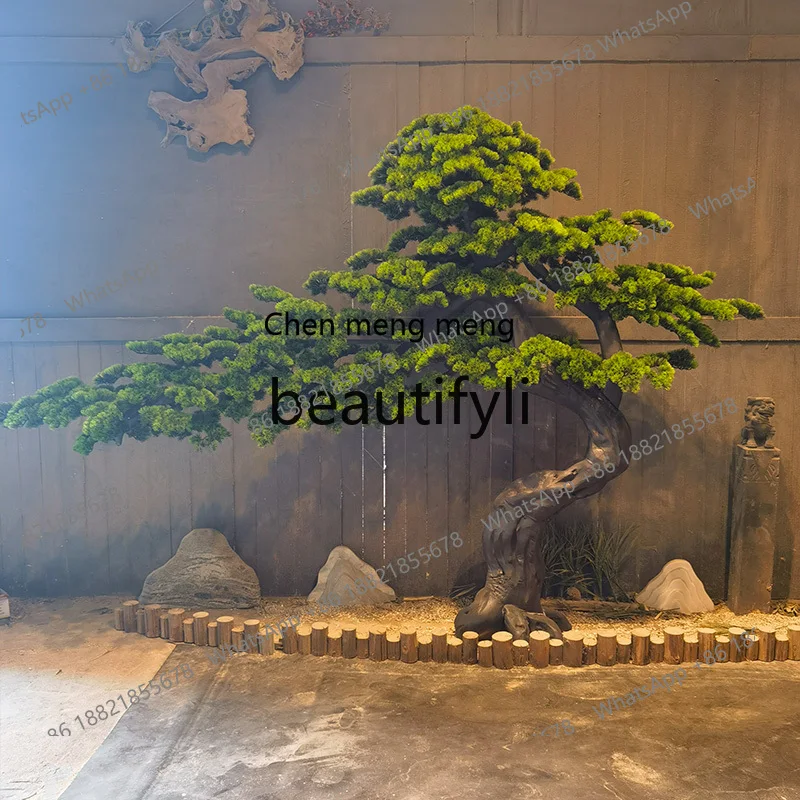 N178 Simulated welcome pine modeling tree root carving landscaping Chinese hotel shopping mall landscape tree