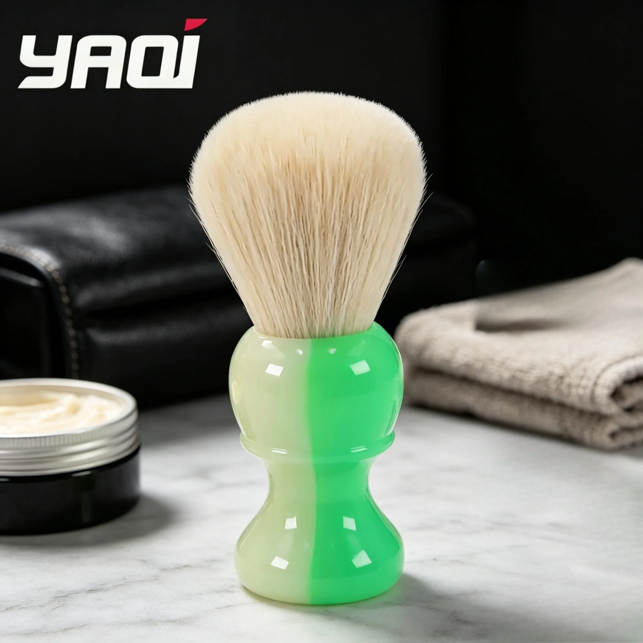 2026 YAQI  Shaving Brush JANUS BIFRONS 24mm Synthetic Cashmere Knot Mens Shaving Brush With Dark Seen Handle Gift For Boyfriend