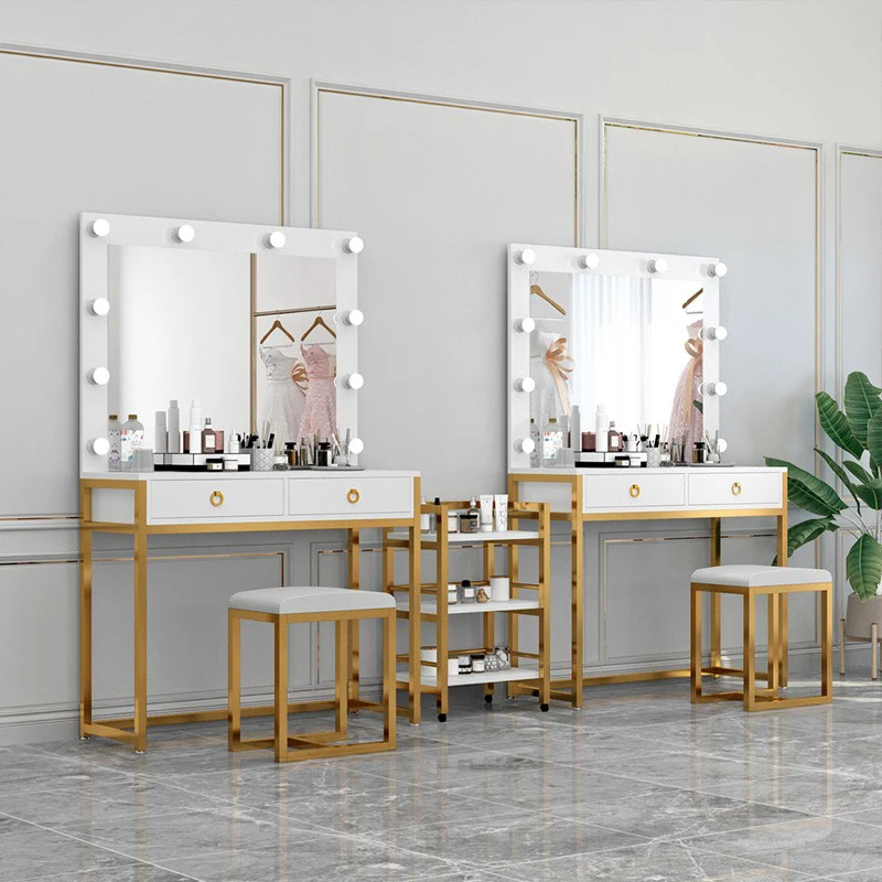 Light luxury dressing table, special photo studio with light, professional makeup wedding dress shop, makeup artist, makeup tabl