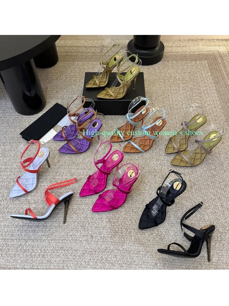 

Pointed Toe Satin Fabric Linguistic Shallow Luxury Sandals Transparent Stilettos Crossed Triplets Women's Luxury Footwear 2026
