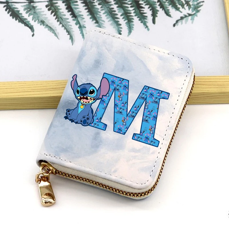 جديد غرزة ديزني المحافظ الكرتون رسالة A-Z المطبوعة محافظ الكرتون محفظة للعملة حقائب النساء بنين بنات أنيمي مفتاح حقيبة التخزين #3