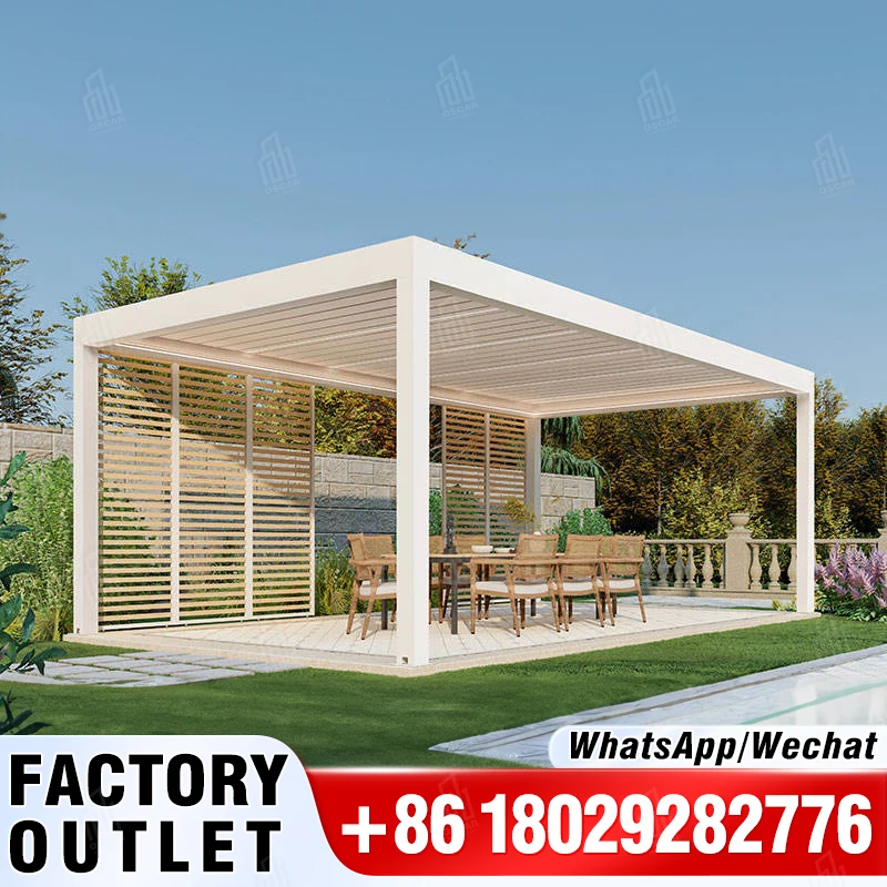 Waterproof Patio Furniture Louver Roof Aluminum Pop Up Canopy Carport Winter Automatic Pergola