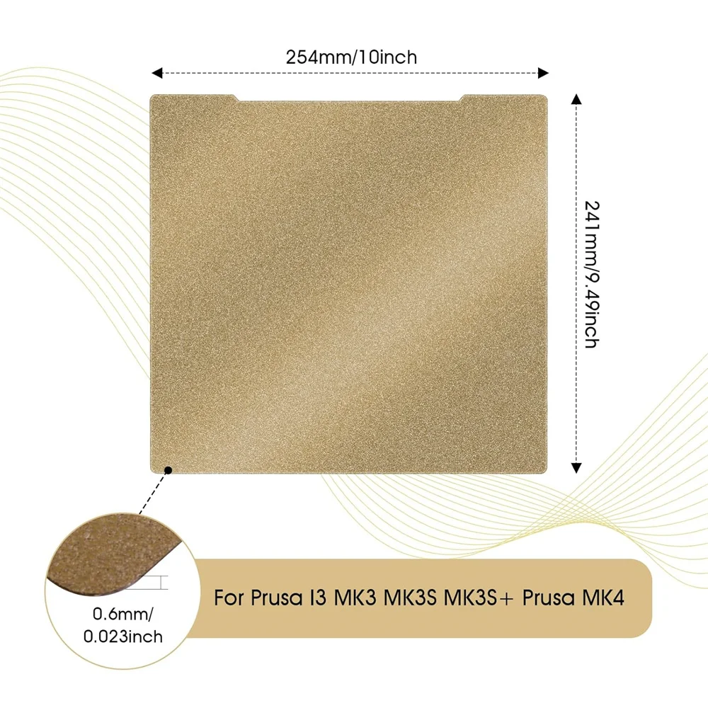 Prusa I3 MK4 MK3 MK3S PEI Build Plate 254x241 Double Sides Fine Powder Textured 3D Printer Platform Flexible Spring Steel Sheet