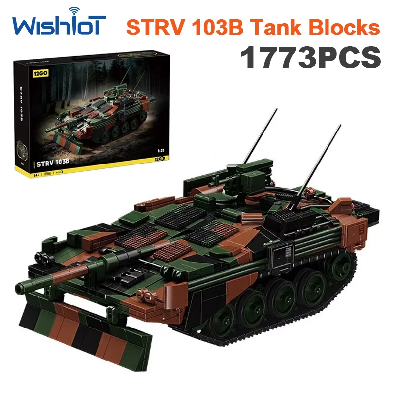 1773 детали, модель 97039, шведский основной боевой танк STRV 103B, конструктор, военная бронированная машина, модель из кирпичиков, настольная игрушка, подарок для мальчика.