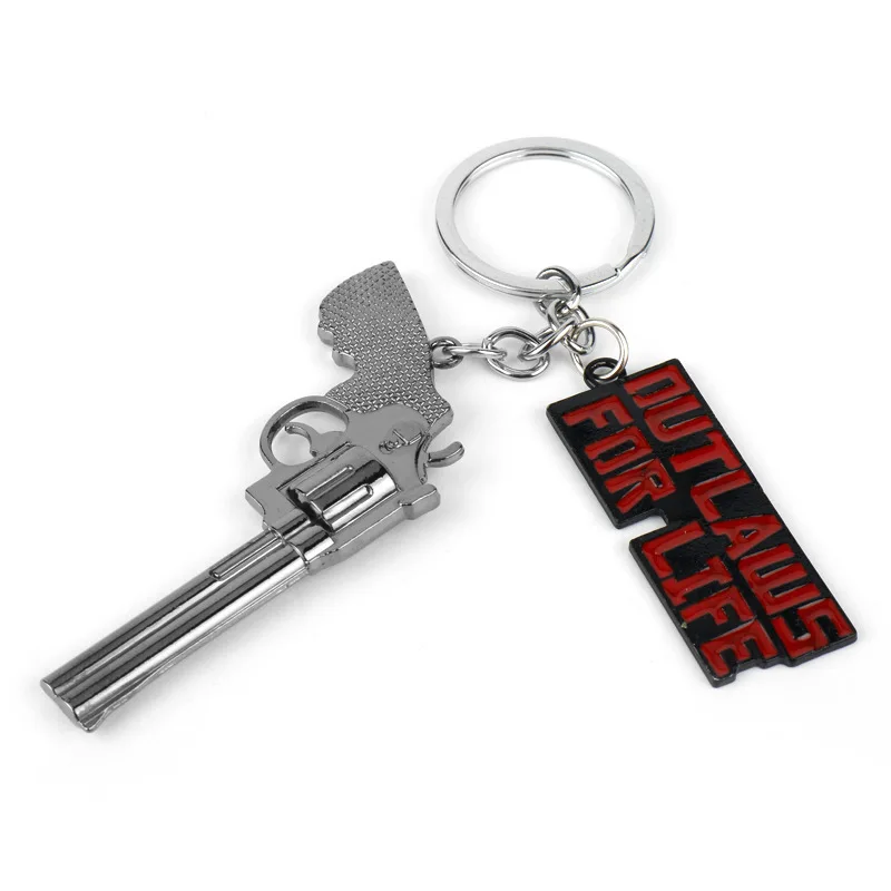 Red Dead Redemption 2 Keychain Men Cosplay Game Gun Pendant Car Key Rings Metal Key Accessories Key Props Bag Jewelry Fans Gift