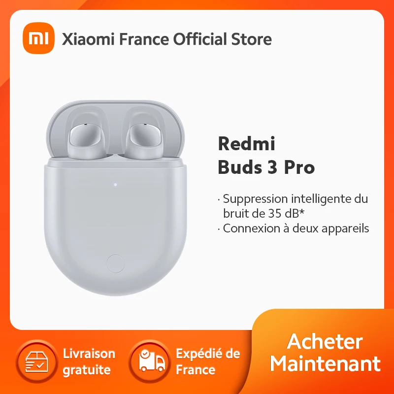 [Official] Xiaomi Redmi Buds 3 Pro | Suppression intelligente du bruit de 35 dB*, Connexion à deux appareils