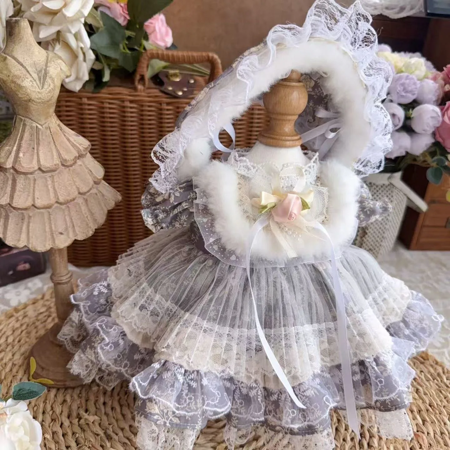 ملابس دمى قطنية 20 سم و40 سم و10 سم، ملابس دمى معاد تصنيعها 50-55 سم، فستان دمية بنفسجي مع شحن مجاني