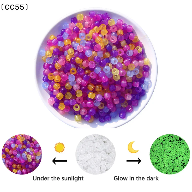 100pcs Color Changing UV Beads Mixed Color Glow In The Dark Beads DIY Jewelry Making Bracelets Necklace〔CC55〕