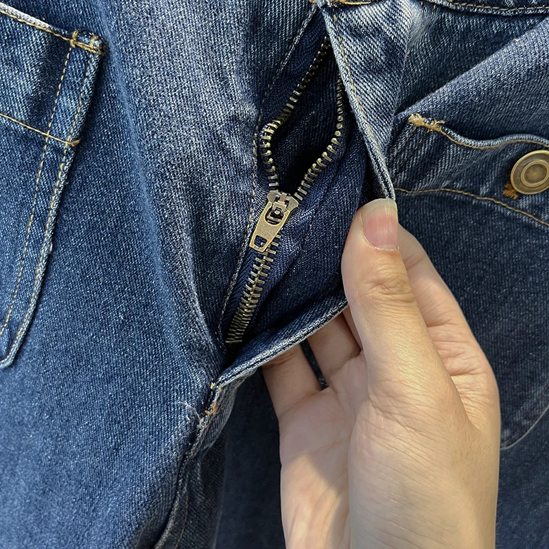 レトロハイウエストコットン伸縮性ソイルデニムナローストレートレッグカジュアルジーンズレディース秋ファッションレディースプレミアムデニム