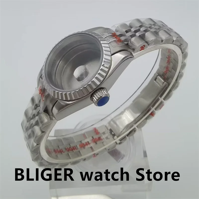 Damskie etui do zegarka BLIGER 26mm szafirowe szkło różowego złota ze stali nierdzewnej groomek nadaje się do Japonii NH05A NH06A ruch