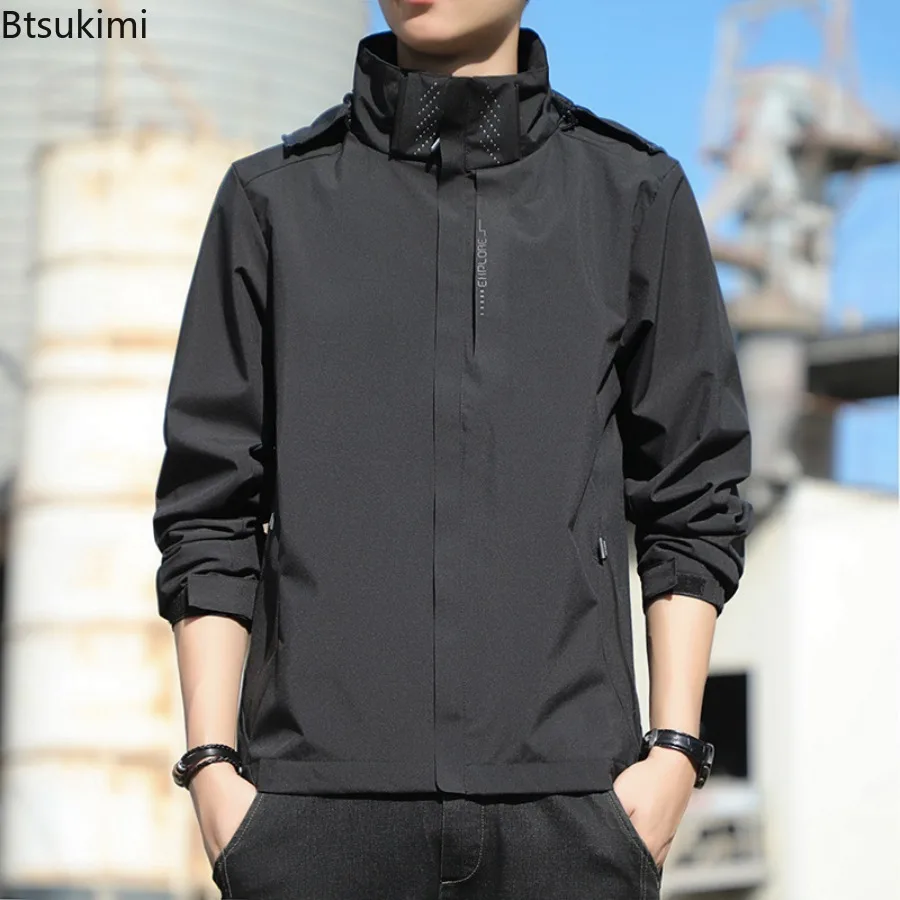 

New Men's Outdoor Windproof Waterproof Hooded Jackets Spring Autumn Casual Coats Fashion Couple Sports Mountain Climbing Clothes