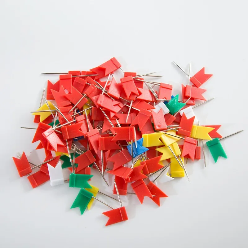 166 pcs Flag Push Pins Random Color Flag Design, designed for Home Cork Board Decor, Lightweight Easy Push