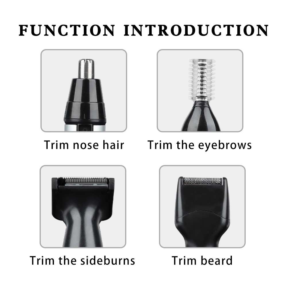 Kemei Multifunctional 4-in-1 Trimming Set Men's Trimmer Electric Nose Hair Trimmer Professional Beard Nose and Ear Cleaner