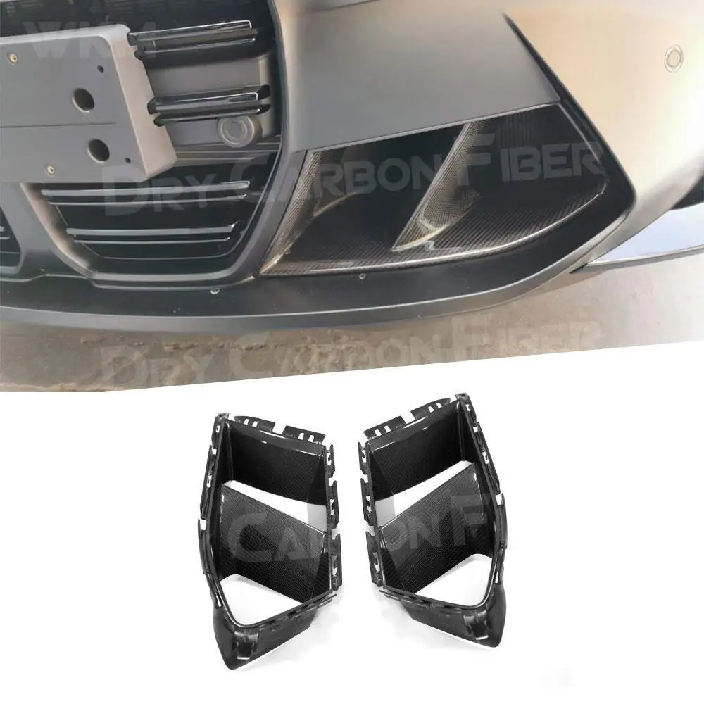 

Dry Carbon Fiber Front Bumper Air Vent Cover Trim for BMW 3 Series 4 Series G80 G82 G83 M3 M4 2021+ FRP Foglamp Mesh Grill