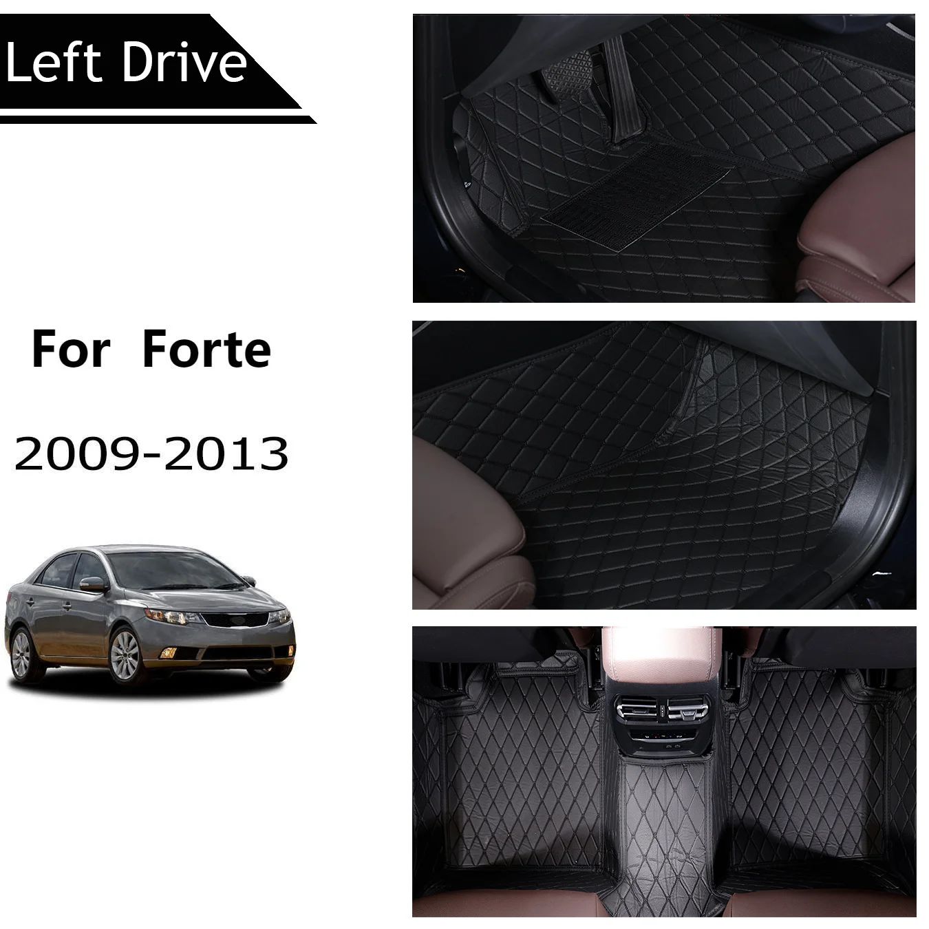 [LHD] For KIA For Forte 2009-2013 Three Layer PU Leather Stereo Full Cover Anti-Slip Car Mat