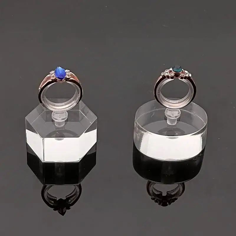 New Geometric Clear Acrylic Ring Display Stand Wedding Ring Box Earrings Show Props Jewellery Stands Cases Photography Props
