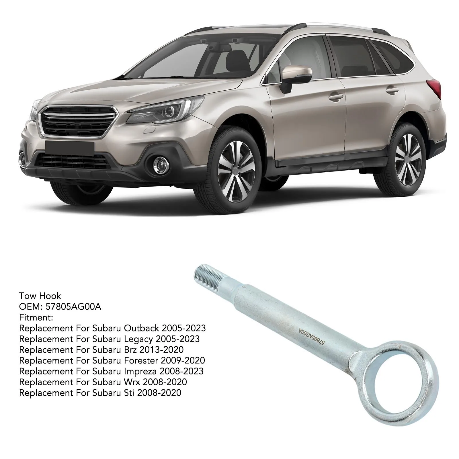 

Передний буксирный крюк, буксирный крюк 57805AG00A, замена для Outback Forester Impreza Sti, тяговый буксирный крюк, привязка