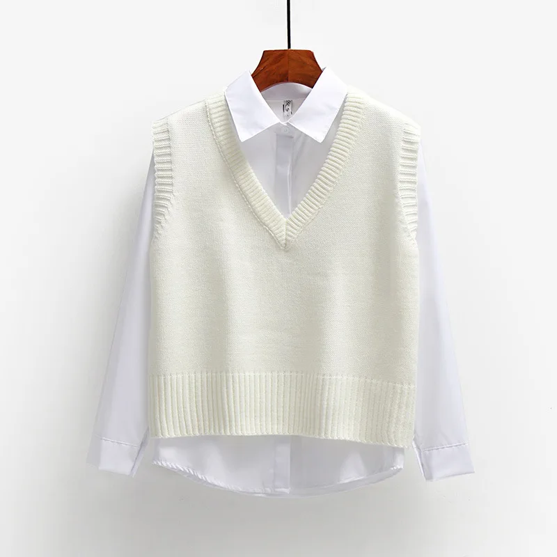 Fall Winter Sweater Vest Women 2025 Korean Fashion V Neck Sleeveless Knitted Pullover Waistcoat Female Loose Spring Jumper