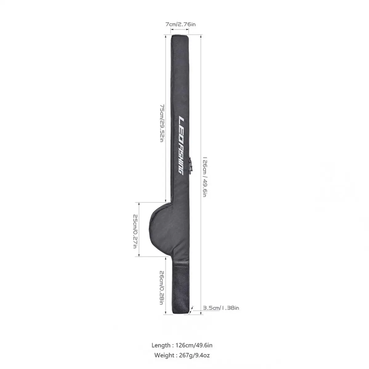 Folding Portable Fishing Rod Bag Sea Fishing Rod Reel Storage Case 126cm / 49.6inch