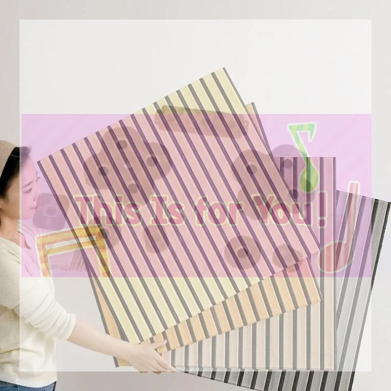 【MA】3D Wood Slat Wall Panels Self Adhesive Sound Absorbing For Home Living Room Office Wall Decor
