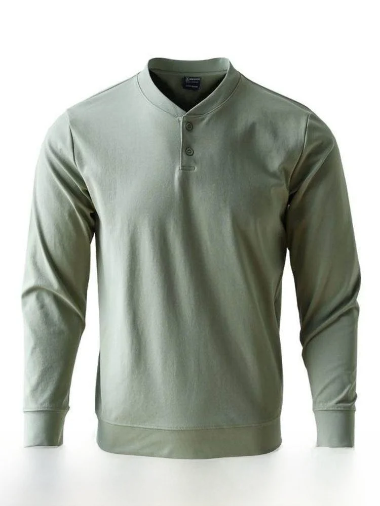 

Men's Henry Collar Base irt Anti-Wrinkle Qui Dry Breathable Faionable Polyester Fiber Stand Fit Long Sve T-irt