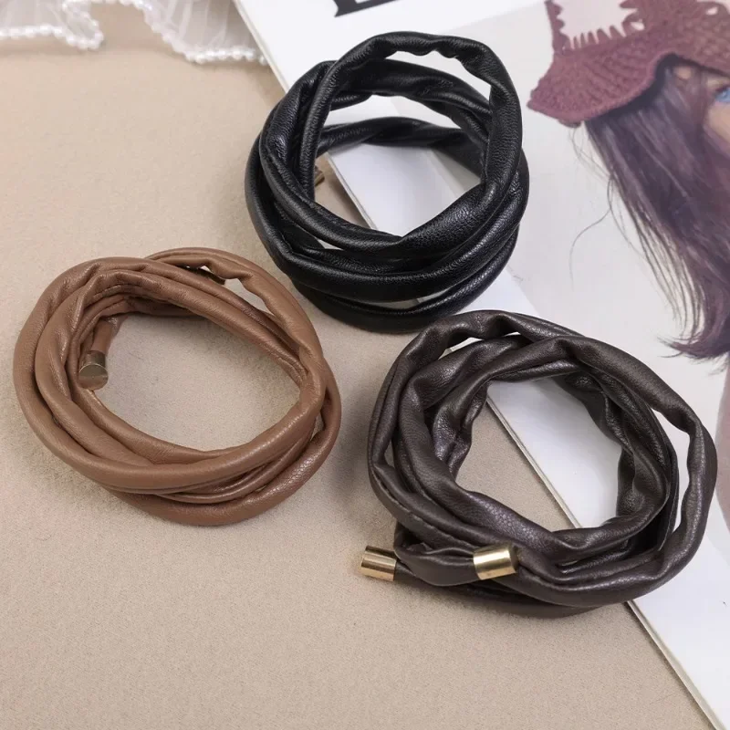 Leather Scrunchies Hair Ties Women Girls Fashion Simple Hair Rope Elegant Shopping Daily Hair Ring Party Gifts Hair Accessoires