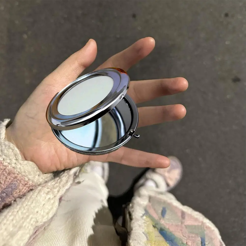 Mini Miroir de Maquillage Pliable Double Face Argenté, Accessoire de Poche Portable pour le Voyage, S0o2