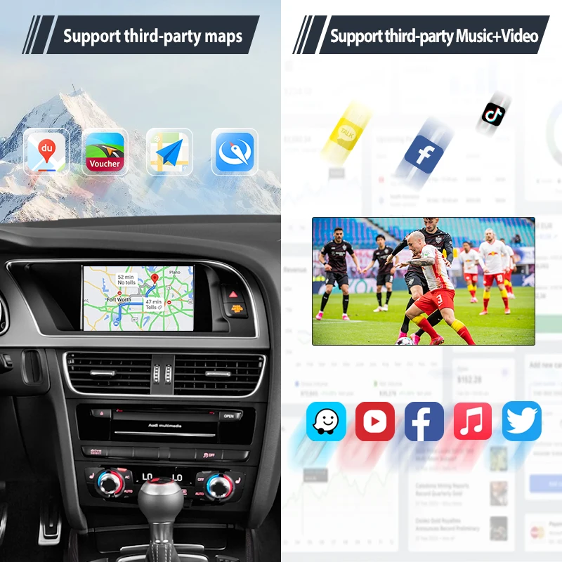 Wireless Carplay Android Auto Module Box for Audi A1 A4 A5 A6 A7 A8 Q3 Q5 Q7 2010-2018 RMC MMI 3G OEM Screen Mirror Link view 5