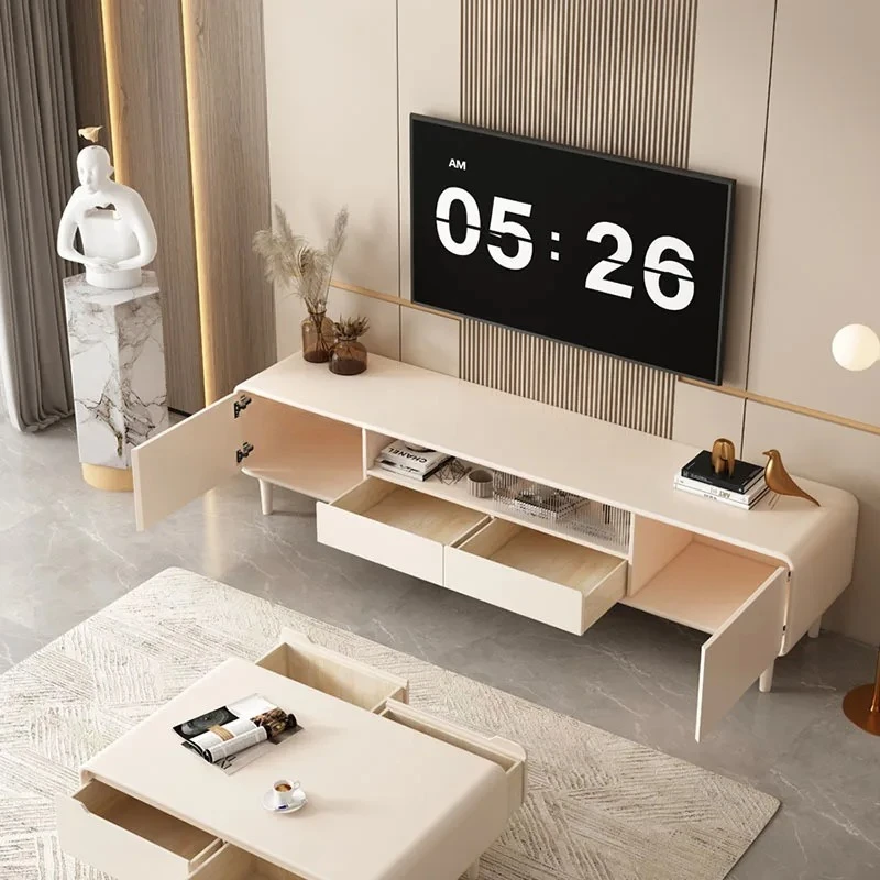 طاولة تلفزيون فاخرة خزائن غرفة المعيشة عرض موقف خزائن الملفات الجانبية 65 بوصة تلفزيون ذكي Meubles أثاث التلفزيون