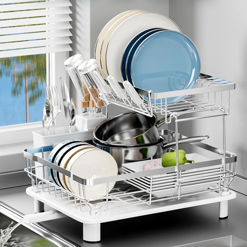 

Firm Kitchen Shelf Stainless Steel Dish Drain Rack Sink Side Storage Rack Cutlery Rack Drain Basket
