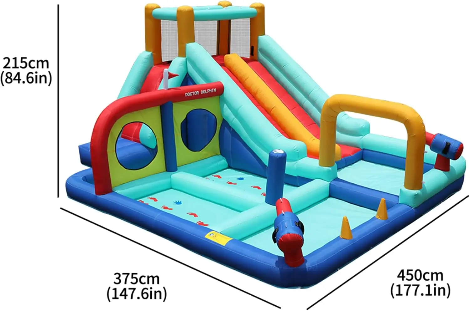 HECCEI巨大インフレータブルウォーターバウンスハウス（トランポリン、ウォータースライダー、プール付き）、750W送風機とキャリーバッグ付き