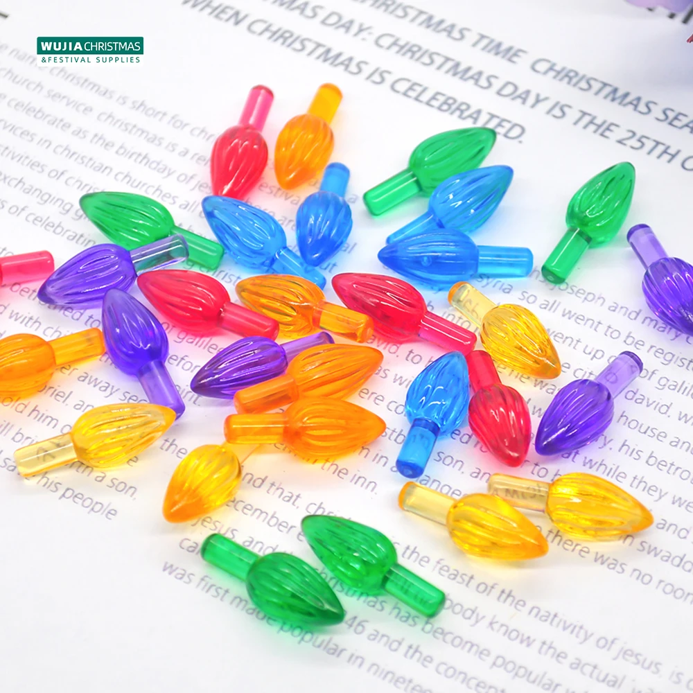 50pcs Replacement Plastic Light Bulbs Flame Shape Ceramic Tree Multicolor Medium Twist Light Ornaments New Year Party Home Decor