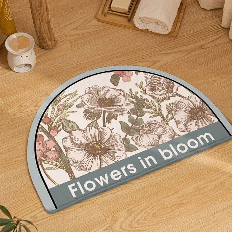 Flower Series Home Bathroom Floor Mat Entrance Bathroom Absorbent Mat Bedroom Carpet Bathroom Non-slip Foot Mat