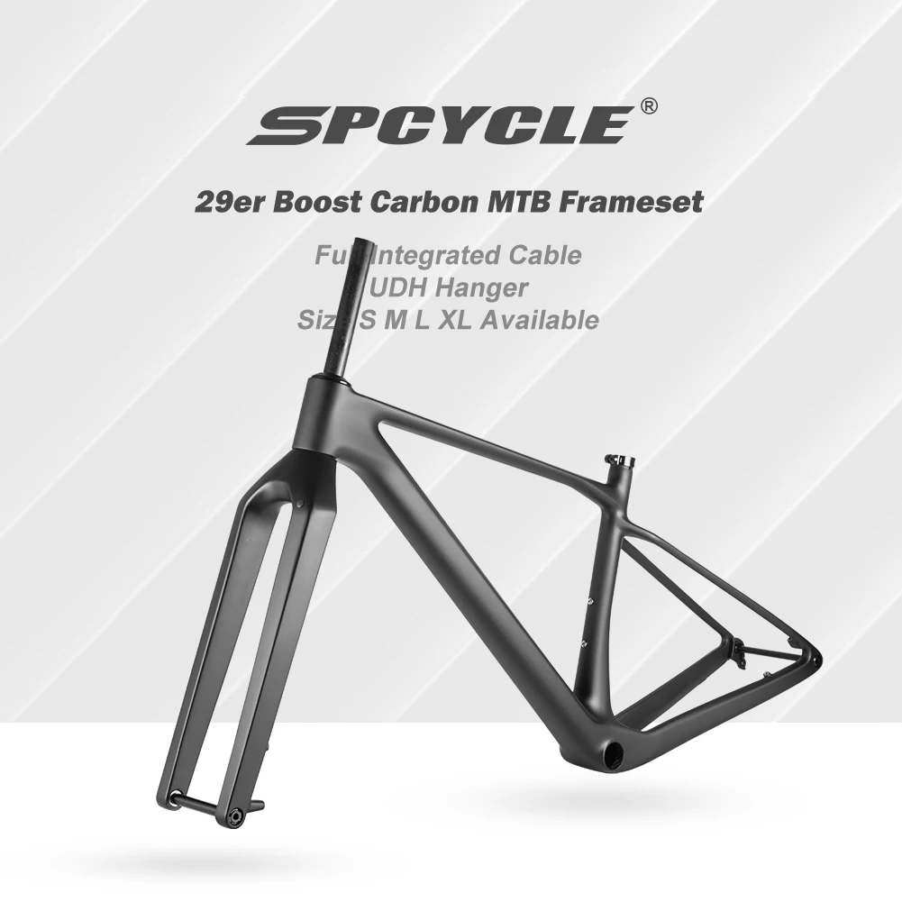 Spcycle 29er Full Carbon MTB Frame And Rigid Fork Max Tire 29x2.4 Full Integrated Cable Mountain Gravel Bike Frameset