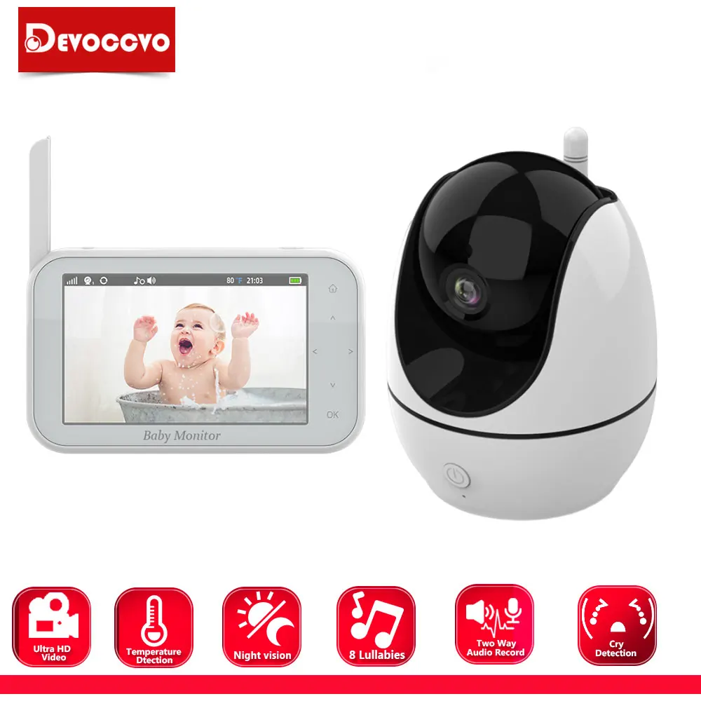 

4.2 Inch Video Baby Monitor With Pan Tilt Camera 2.4G Wireless Two Way Audio Night Vision Security Camera Nanny Babysitter Cam