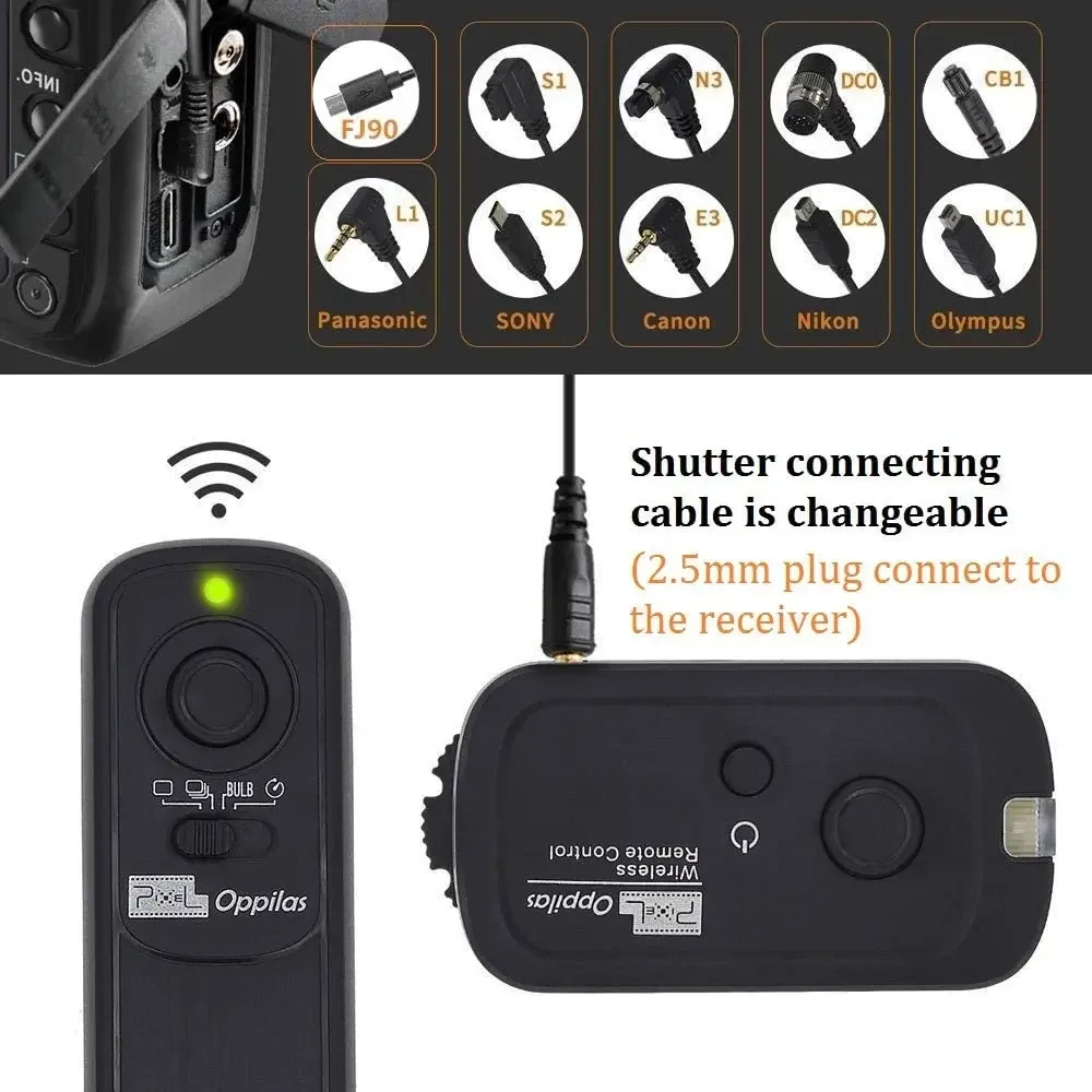 Pixel RW-221 Wireless Shutter Release Timer Remote Control (DC0 DC2 N3 E3 S1 S2) Cable For Canon Nikon Sony Camera VS TW283 RC-6