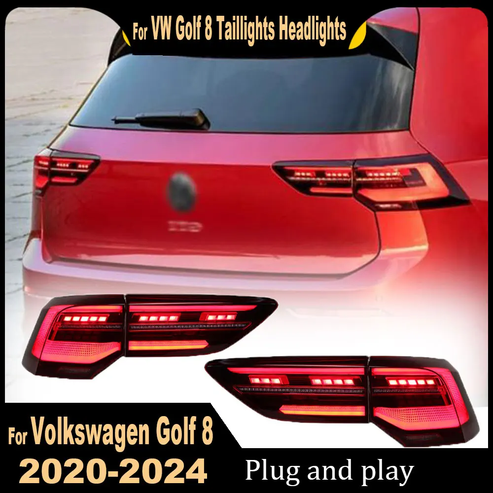 Car Tail Lamp for Golf 8 Tail Lights 2020 2021 2022 2023 2024 Golf 8 LED Tail Light Golf MK8 Rear Stop DRILL Brake Accessories